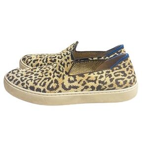 Rothy Shoes Womens Size 9.5 Leopard Print Canvas Slip-on‎ Sneakers Animal Print